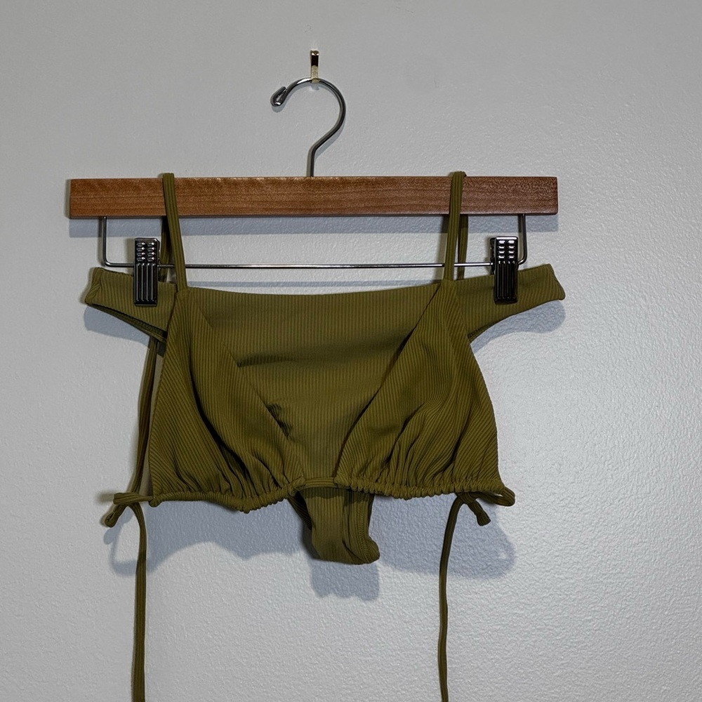 Light Khaki Green Ribbed Bikini